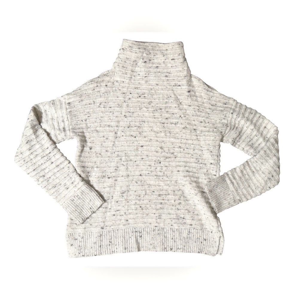 Madewell Belmont mock neck rib knit ottoman stitch sweater in oatmeal color - Picture 2 of 12